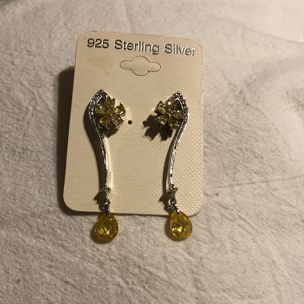 Yellow Teardrop Dangle Earrings
